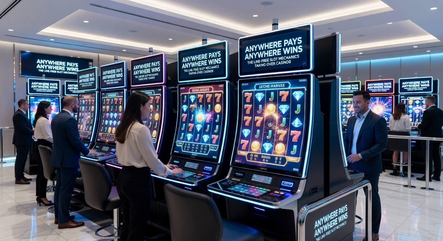 Close-up of a slot screen mid-cascade, with exploding symbols and rising multipliers highlighting the non-stop action of line-free wins piling up across the grid