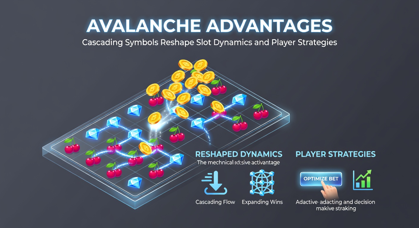 Close-up of a slot game's paytable illustrating avalanche multipliers and cascading win sequences with glowing effects
