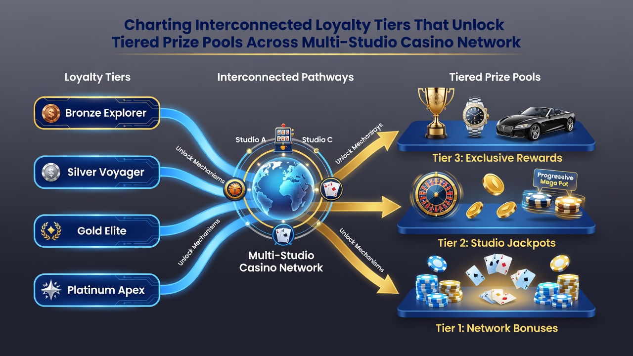 Infographic illustrating tiered prize pool distribution with percentage breakdowns for different loyalty levels