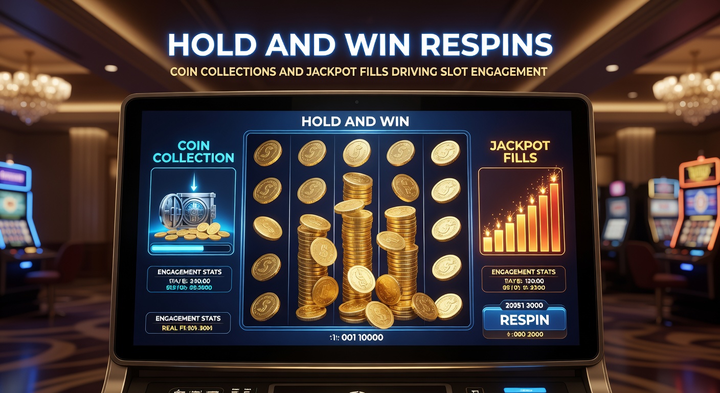 Vibrant slot screen showing Hold & Win respins with glowing coins and jackpot meters filling up during a bonus round