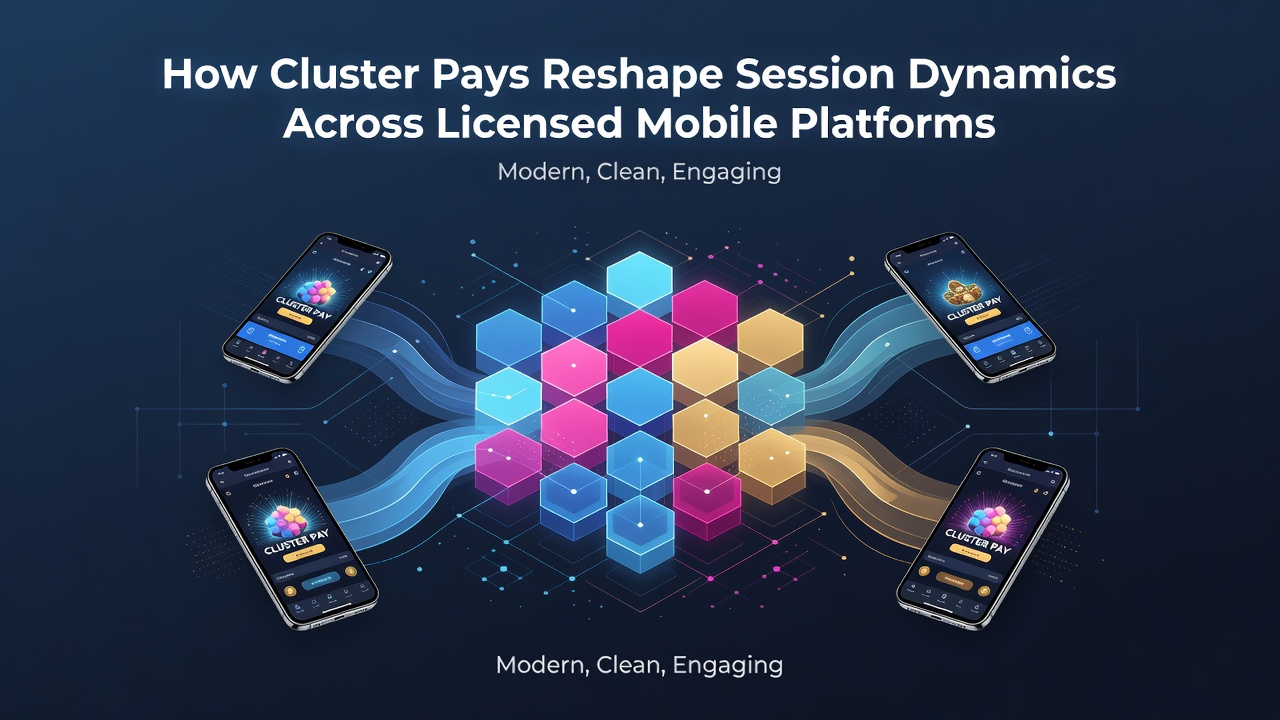 Mobile slot interface displaying cluster pays formation on a licensed gaming platform