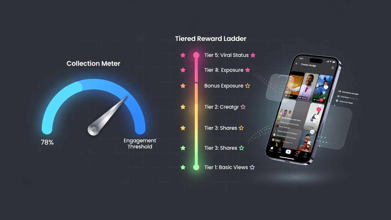 Screenshot showing a tiered reward ladder interface with multiple levels and collection progress indicators