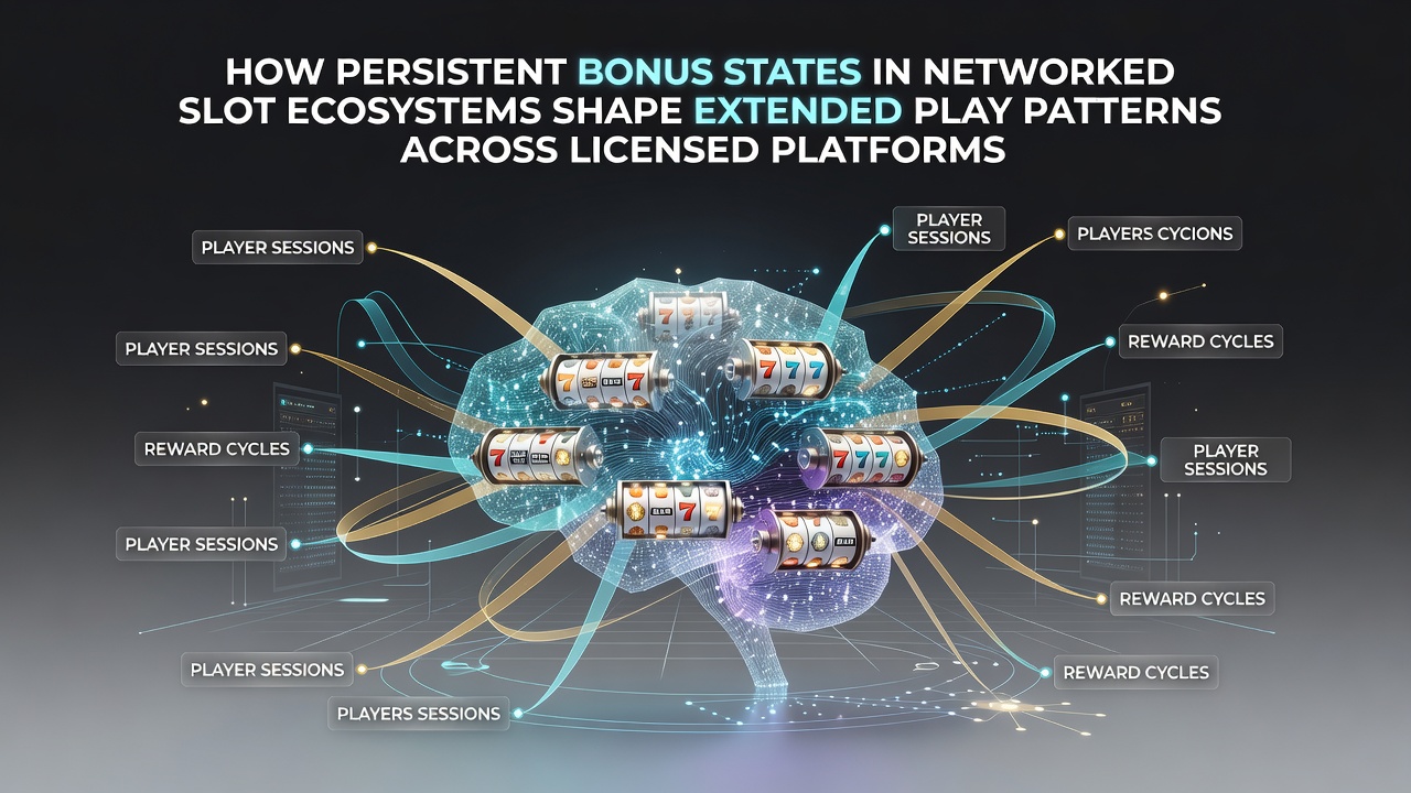 Networked slot ecosystem diagram showing persistent bonus states across multiple licensed platforms
