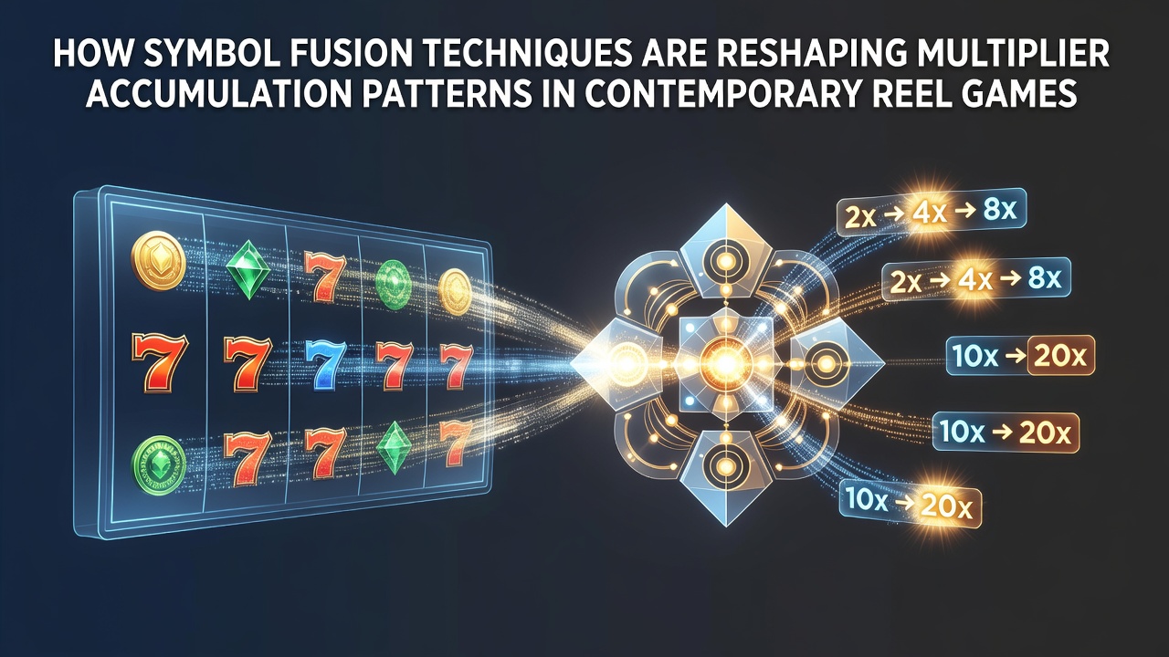 Detailed view of symbol fusion mechanics activating across multiple reels in a contemporary slot game