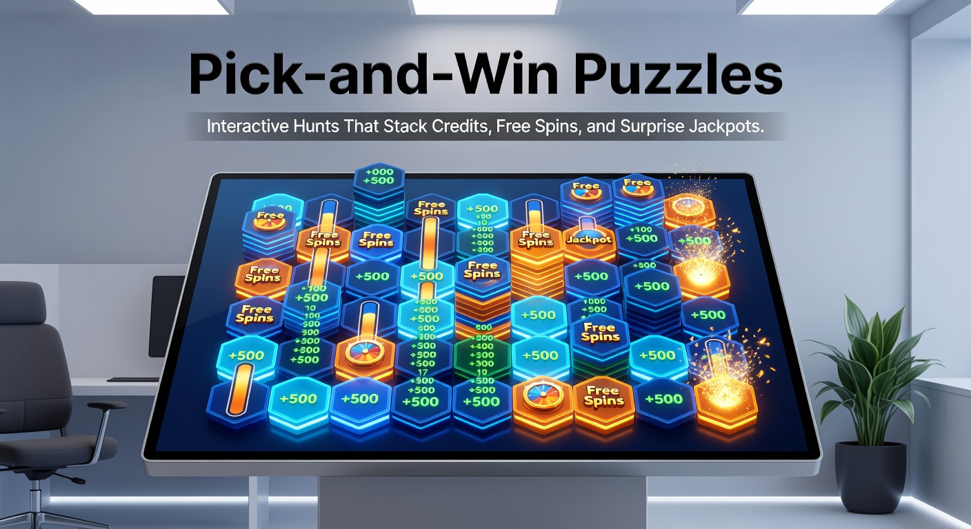 Close-up of a slot bonus puzzle interface displaying stacked free spin counters, credit piles, and a glowing mini-jackpot icon amid animated reveals