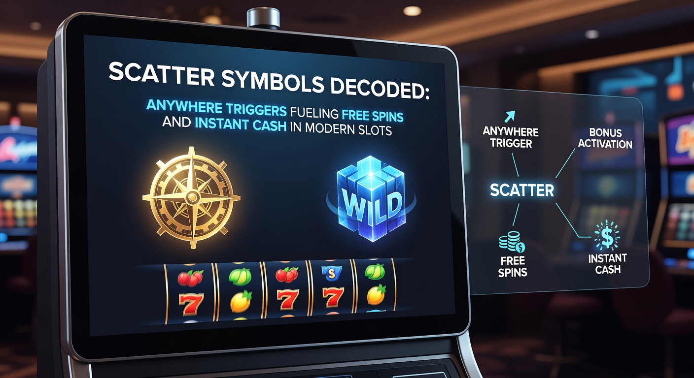 Animated slot screen capturing a cascade of scatter symbols exploding into free spins meters and cascading cash animations
