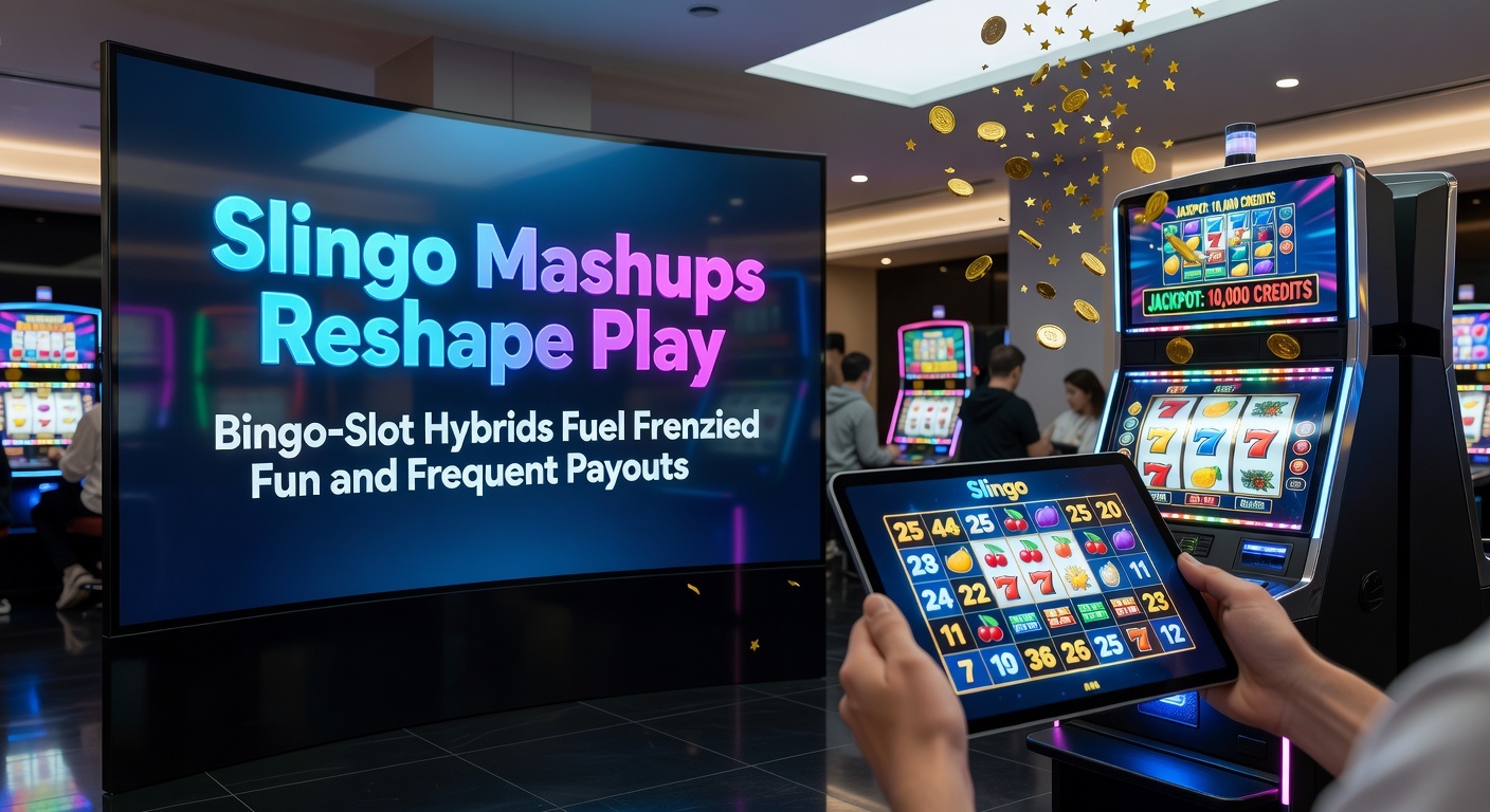 Dynamic close-up of a Slingo bonus round with glowing jokers, devil blockers, and a payout meter climbing toward a major win on a colorful bingo-slot interface