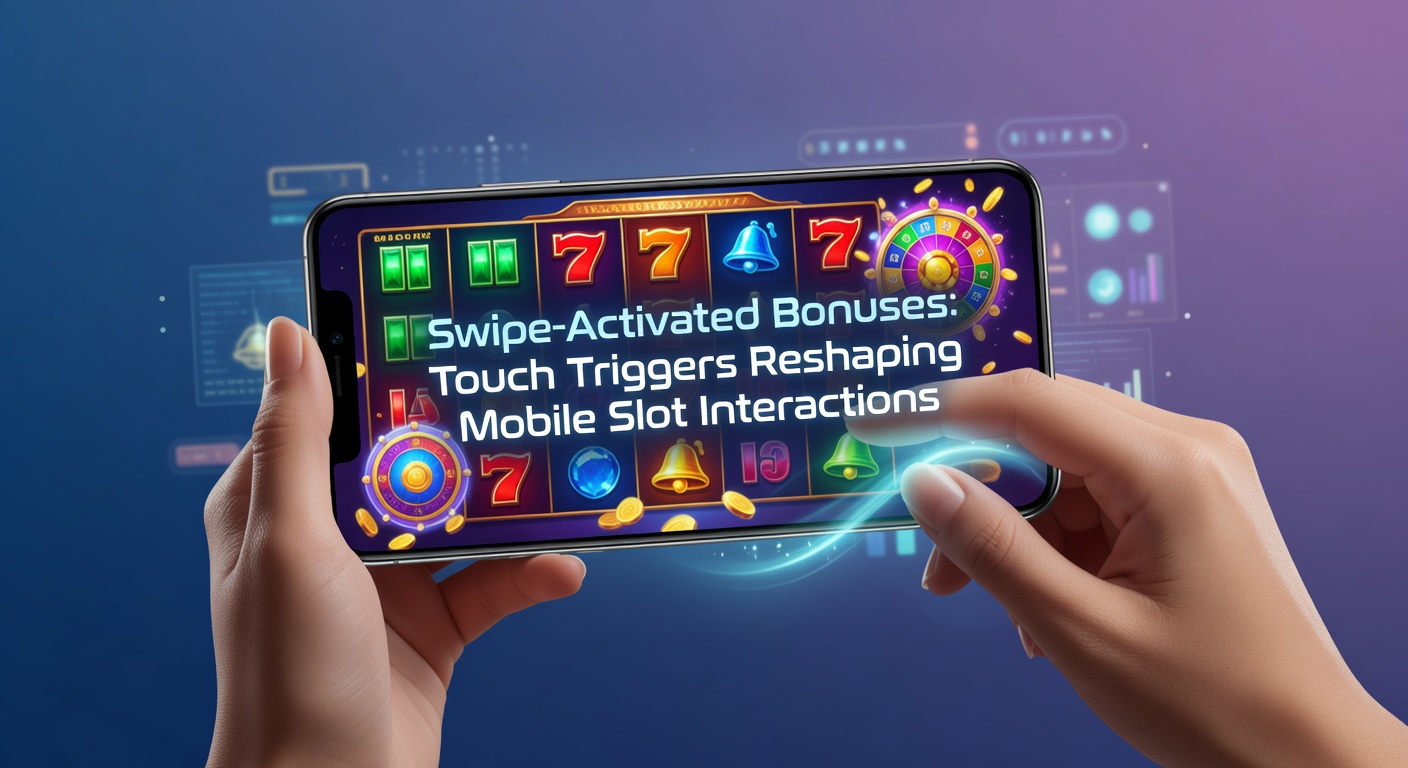 Dynamic swipe gesture on a mobile slot screen triggering cascading bonus symbols and multipliers
