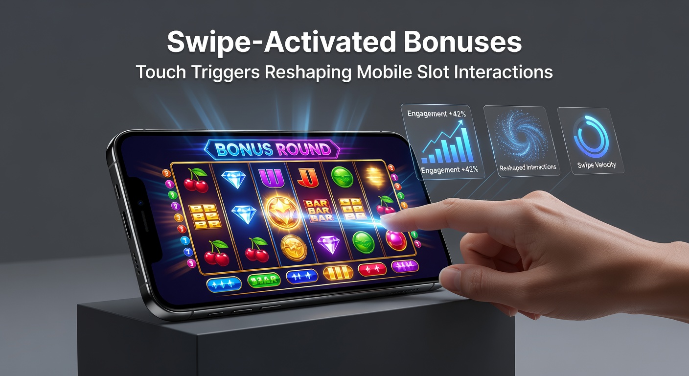 Close-up of mobile slot interface with glowing swipe trails activating bonus wheels and exploding wilds